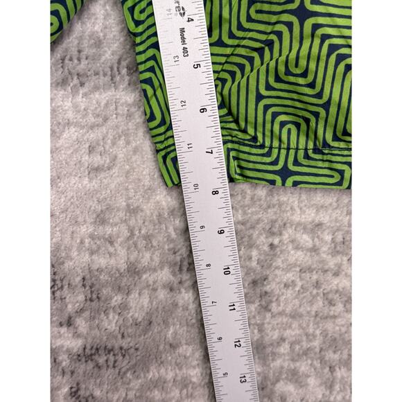 Mr Turk Swim Trunks 32 Mens Green Print Mesh Lined 8" Swimwear - Picture 5 of 7